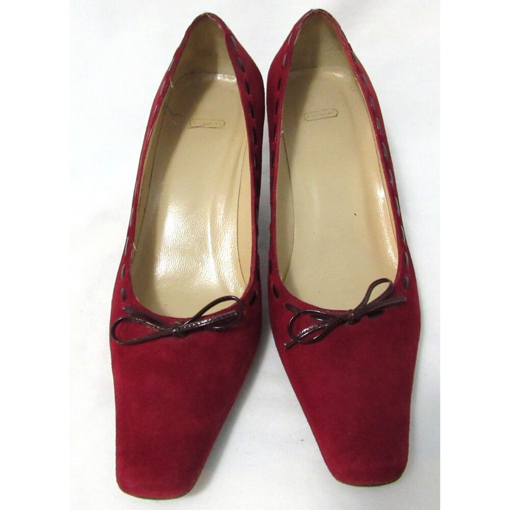 Coach Red Bow Square Toe Casandra Heels Size 7.5 B EUC
